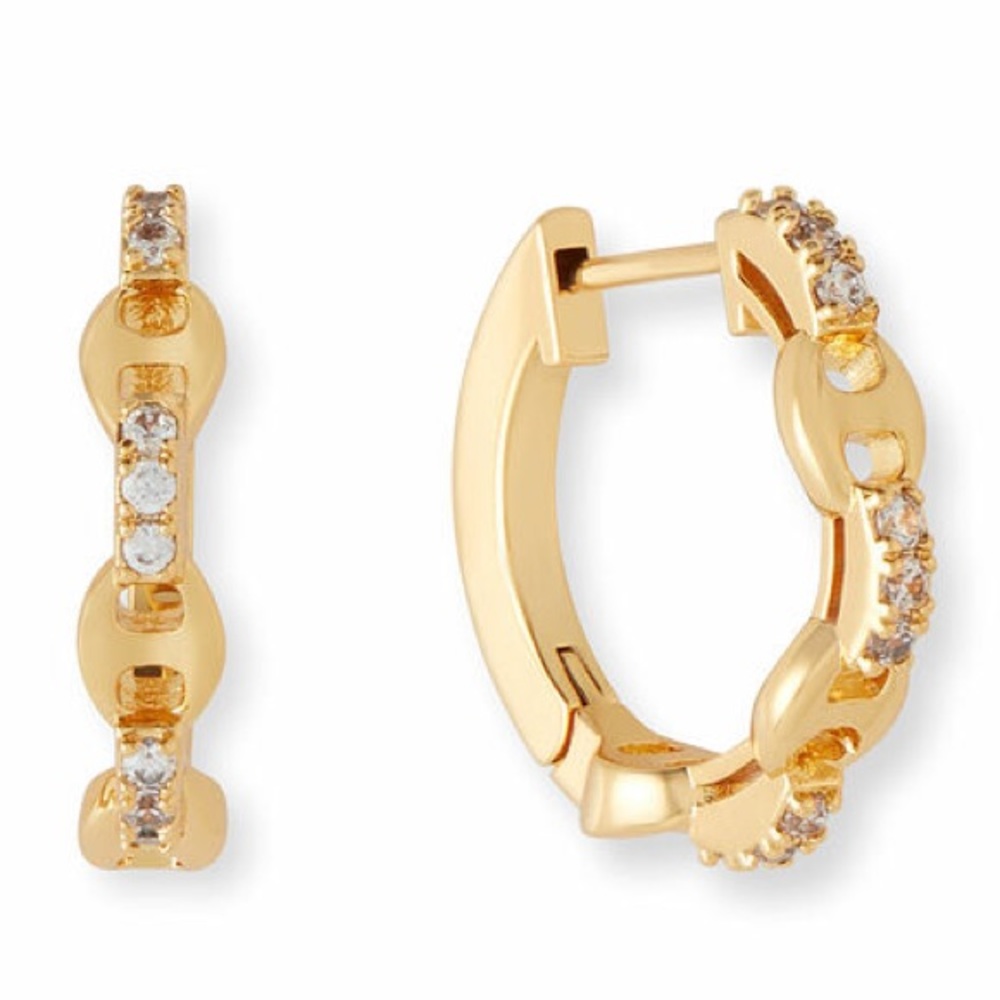 14k Gold Plating Over Brass Hoops Gem